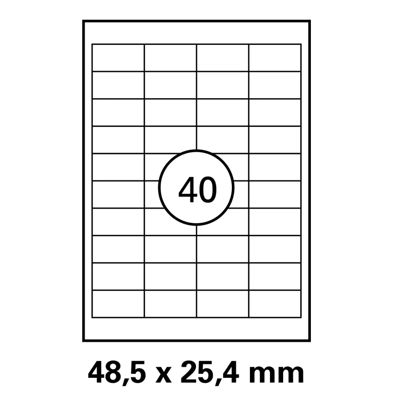 500 Blatt Etiketten Weiß - 48,5 x 25,4 mm auf DIN A4