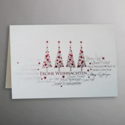 Silberrote Weihnachtsbäume 25 Weihnachtskarten im Set